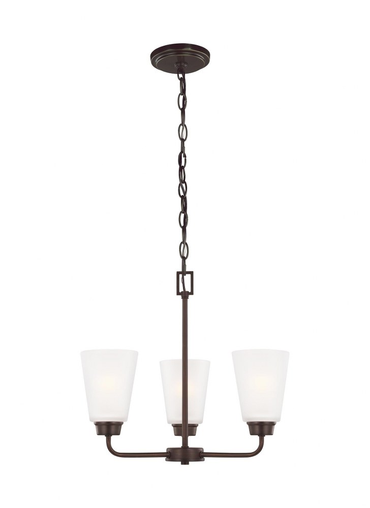 Sea Gull Lighting-3115203-710-Kerrville - 3 Light Chandelier   Bronze Finish with Satin Etched Glass