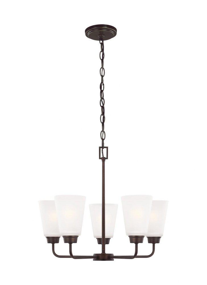 Sea Gull Lighting-3115205-710-Kerrville - 5 Light Chandelier   Bronze Finish with Satin Etched Glass