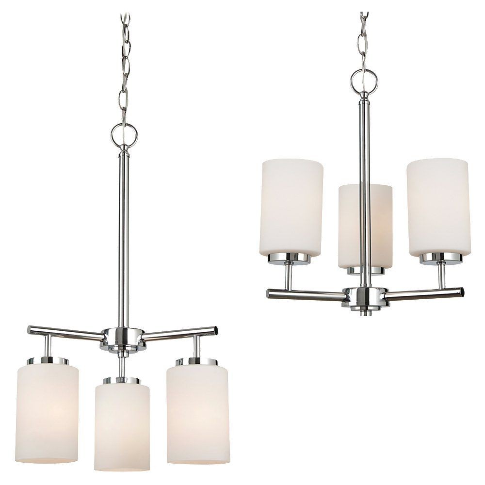 Sea Gull Lighting-31160-05-Oslo - Three Light Chandelier Chrome Incandescent Chrome Finish with Cased Opal Etched Glass