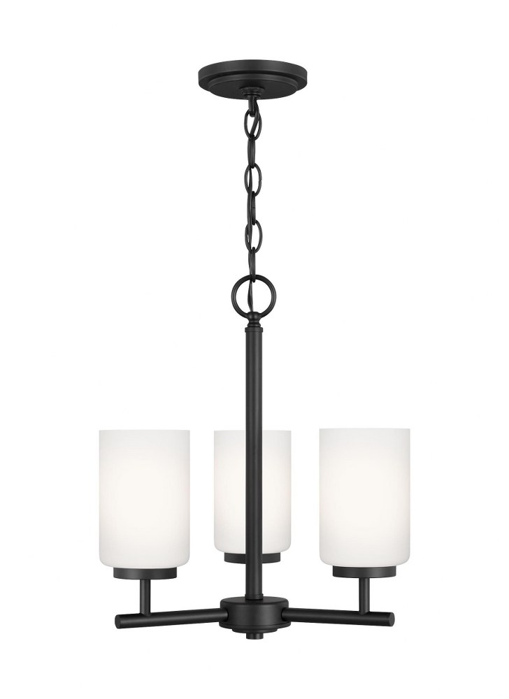 Sea Gull Lighting-31160-112-Oslo - 3 Light Chandelier   Midnight Black Finish with Cased Opal Etched Glass