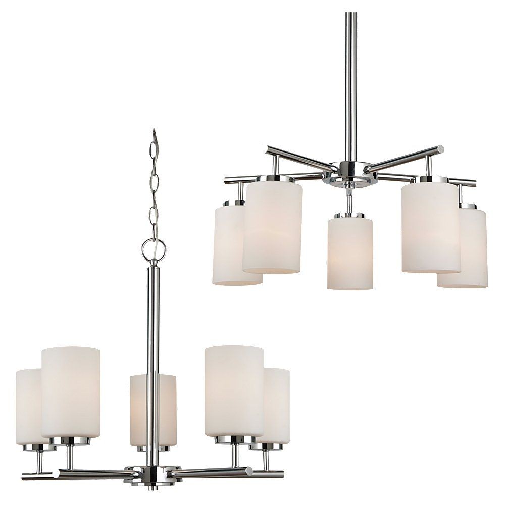 Sea Gull Lighting-31161-05-Oslo - Five Light Chandelier Chrome Incandescent Chrome Finish with Cased Opal Etched Glass