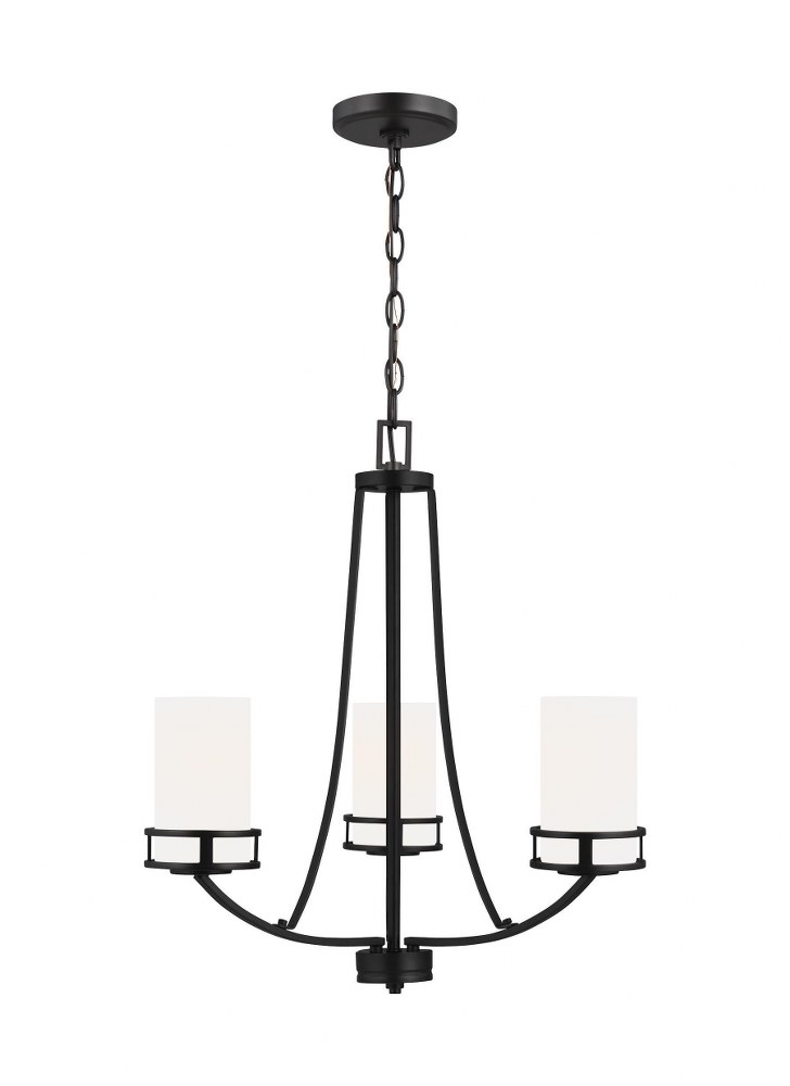 Sea Gull Lighting-3121603-112-Robie - 3 Light Chandelier Midnight Black Incandescent Midnight Black Finish with Etched/White Glass