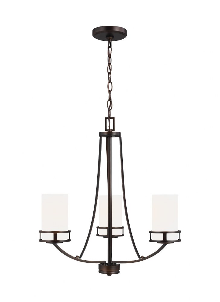 Sea Gull Lighting-3121603-710-Robie - 3 Light Chandelier Bronze Incandescent Midnight Black Finish with Etched/White Glass