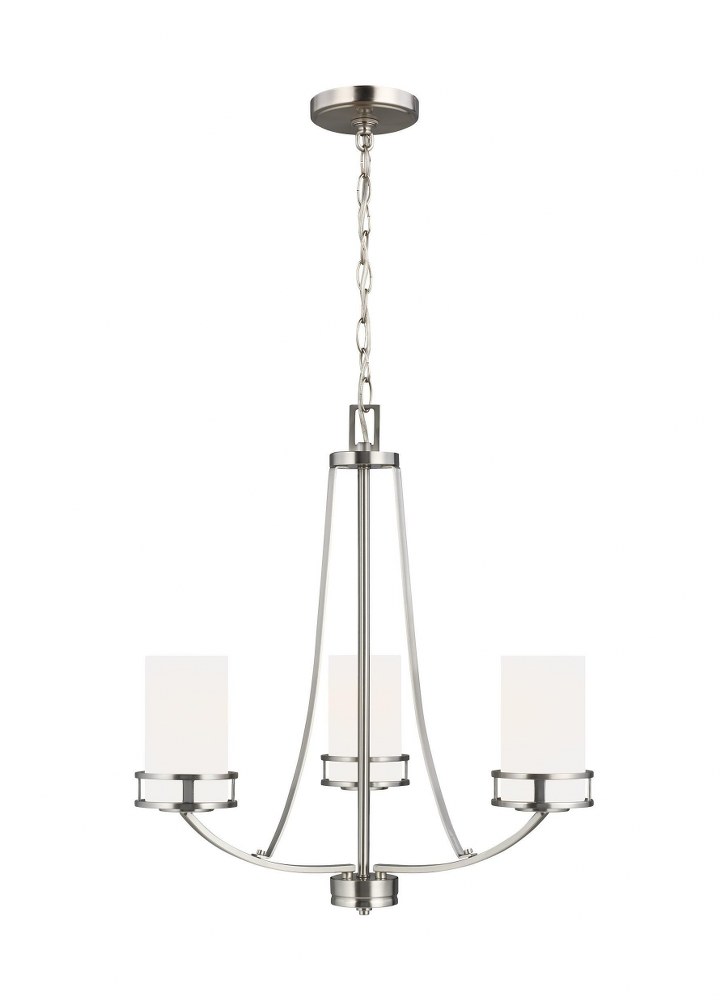 Sea Gull Lighting-3121603-962-Robie - 3 Light Chandelier Brushed Nickel Incandescent Midnight Black Finish with Etched/White Glass