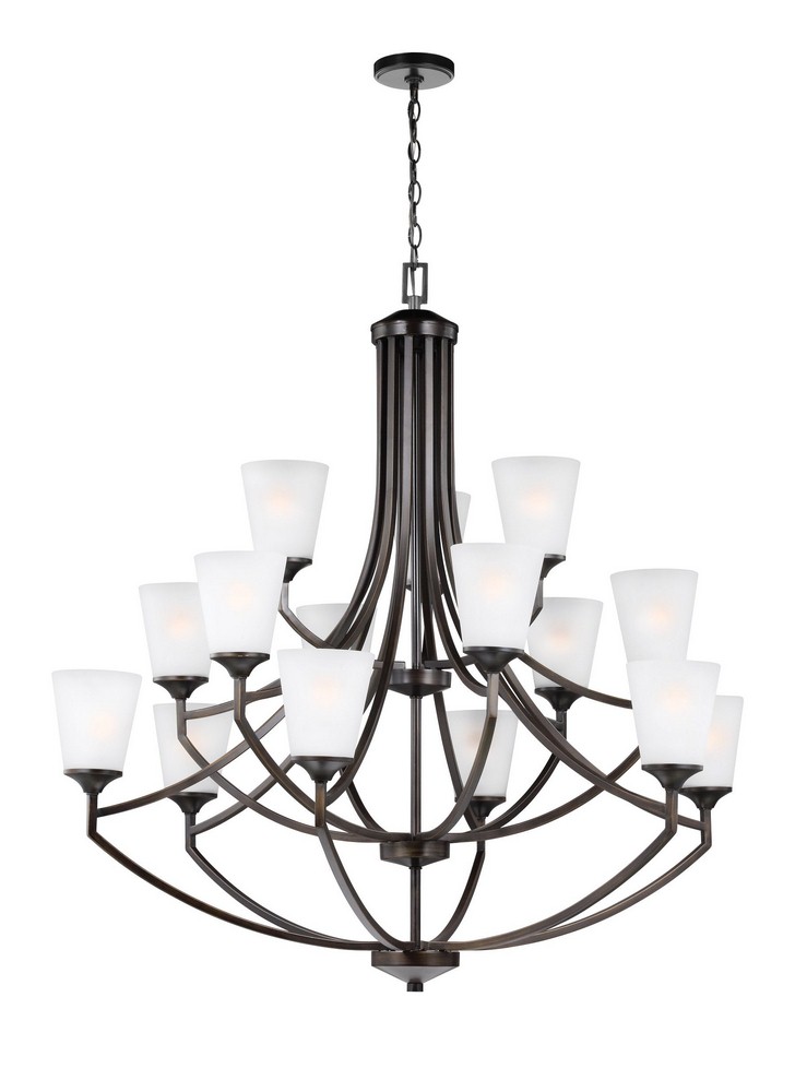 Sea Gull Lighting-3124515-710-Hanford - Fifteen Light 3-Tier Chandelier Bronze Incandescent Bronze Finish with Satin Etched Glass