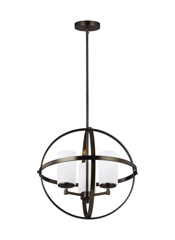 Sea Gull Lighting-3124603-778-Alturas 3-Light Chandelier in Transitional Style Brushed Oil Rubbed Bronze Incandescent Brushed Nickel Finish with Etched/White Glass