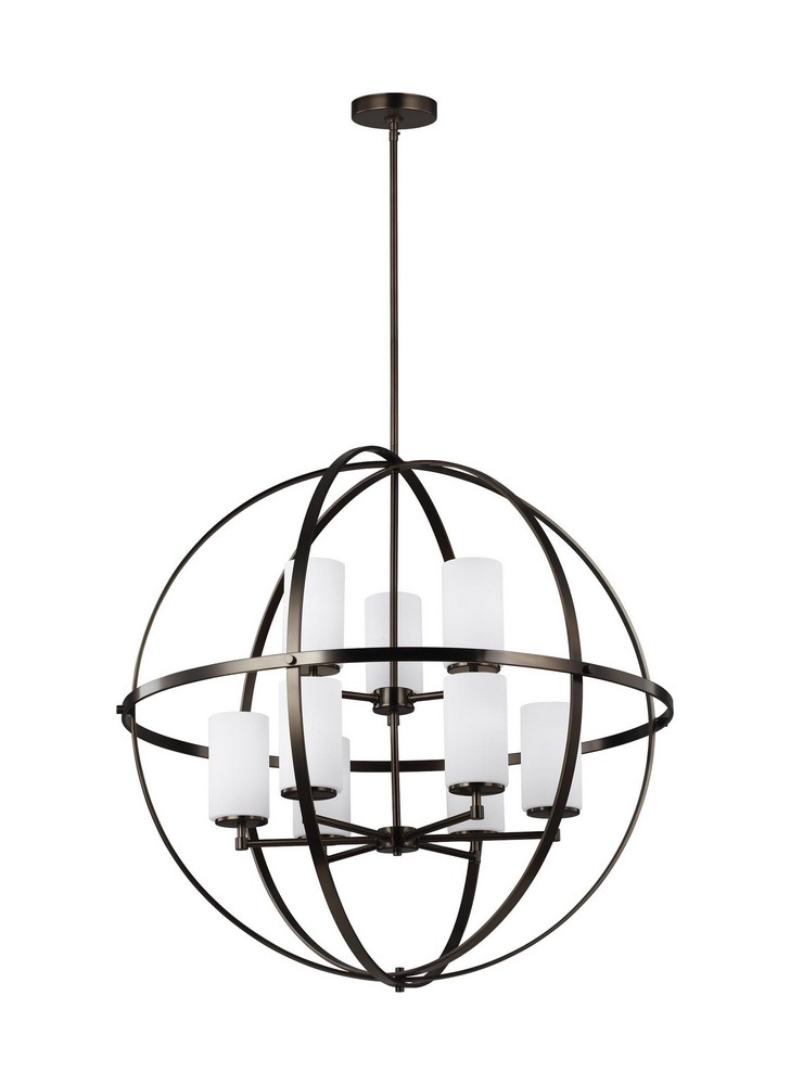 Sea Gull Lighting-3124609-778-Alturas 9-Light 2-Tier Chandelier in Transitional Style Brushed Oil Rubbed Bronze Incandescent Brushed Nickel Finish with Etched/White Glass