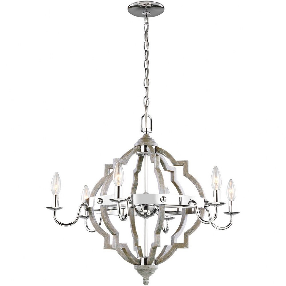 Sea Gull Lighting-3124906-872-Socorro - Six Light Chandelier Washed Pine Incandescent 40 Stardust Finish