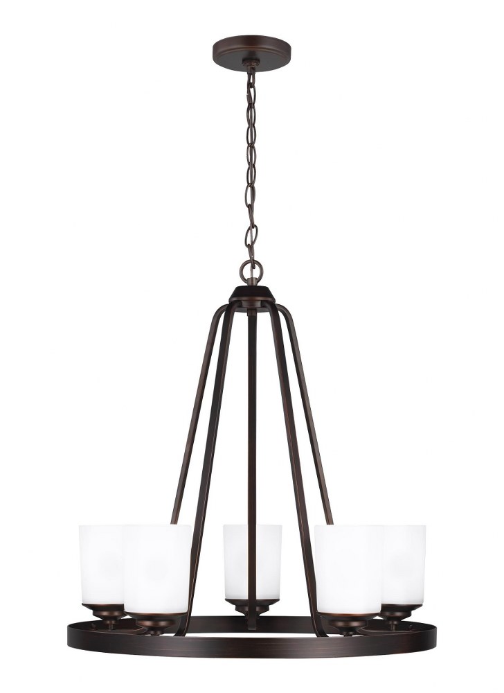 Sea Gull Lighting-3130705-710-Kemal - 5 Light Chandelier Bronze Incandescent Midnight Black Finish with Etched/White Glass