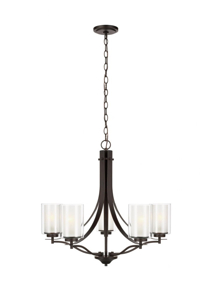 Sea Gull Lighting-3137305EN3-710-Elmwood Park - 26 Inch 5 Light Chandelier Bronze LED Brushed Nickel Finish with Clear Glass