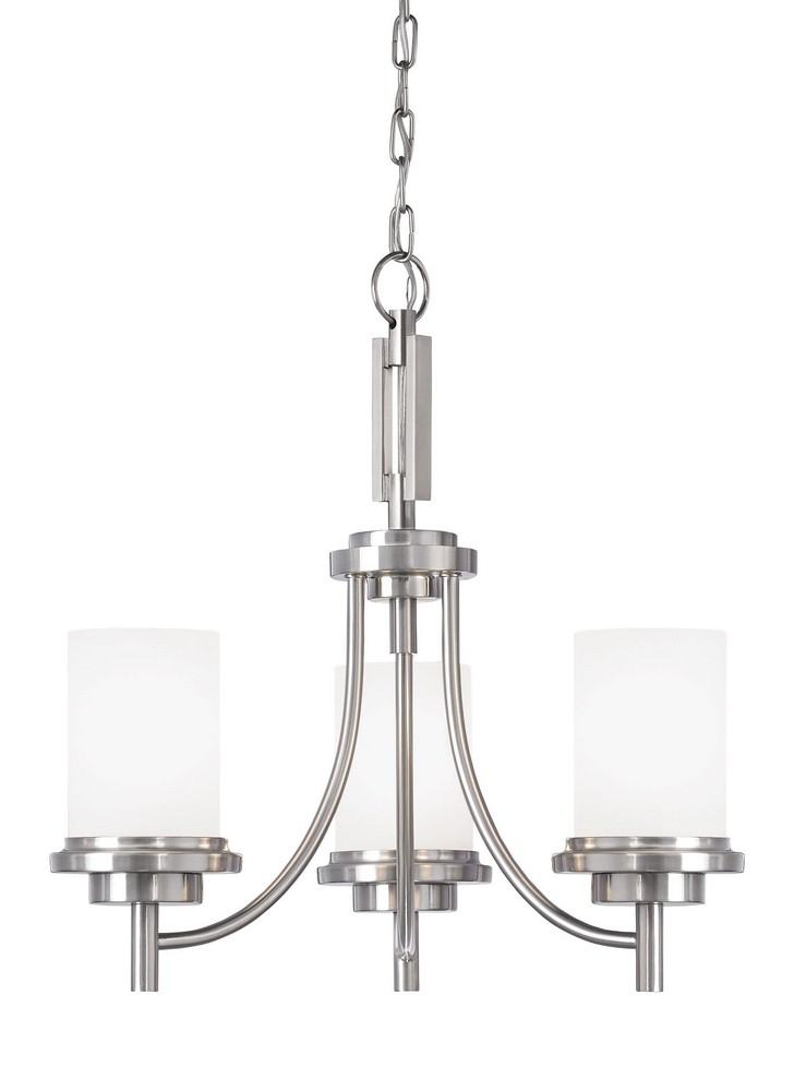 Sea Gull Lighting-31660-962-Winnetka - Three Light Chandelier   Brushed Nickel Finish with Satin Etched Glass
