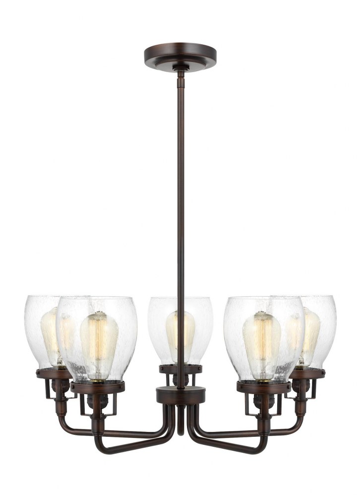 Sea Gull Lighting-3214505-710-Belton - 5 Light Up Chandelier Incandescent Lamping  Bronze Finish with Clear Seeded Glass