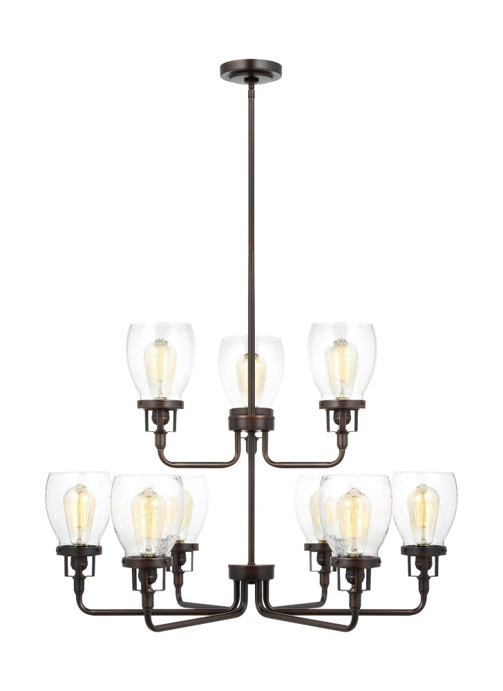 Sea Gull Lighting-3214509-710-Belton - 9 Light Up Chandelier   Bronze Finish with Clear Seeded Glass