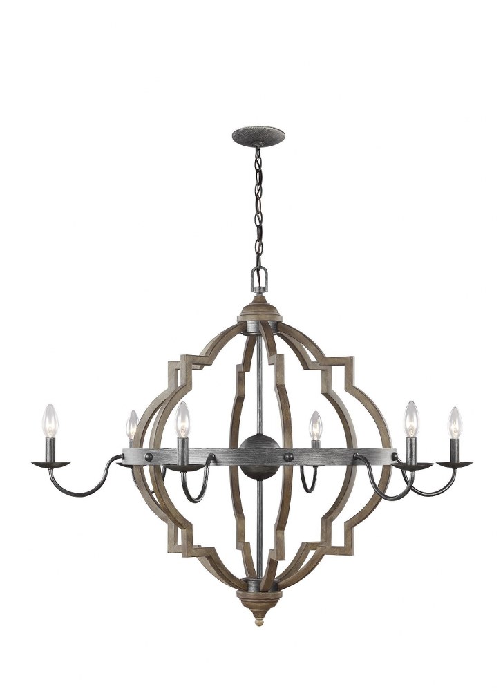 Sea Gull Lighting-3224906-846-Socorro - Six Light Chandelier Stardust Incandescent Washed Pine Finish