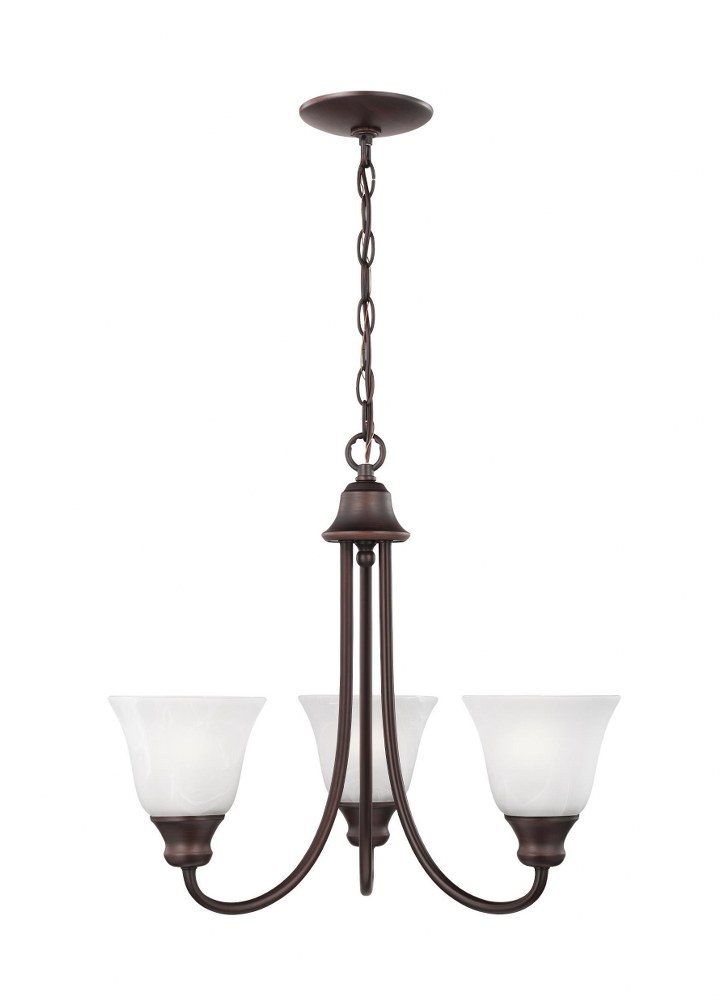 Sea Gull Lighting-35939-710-Windgate - 3 Light Chandelier Incandescent Lamping  Bronze Finish with Alabaster Glass