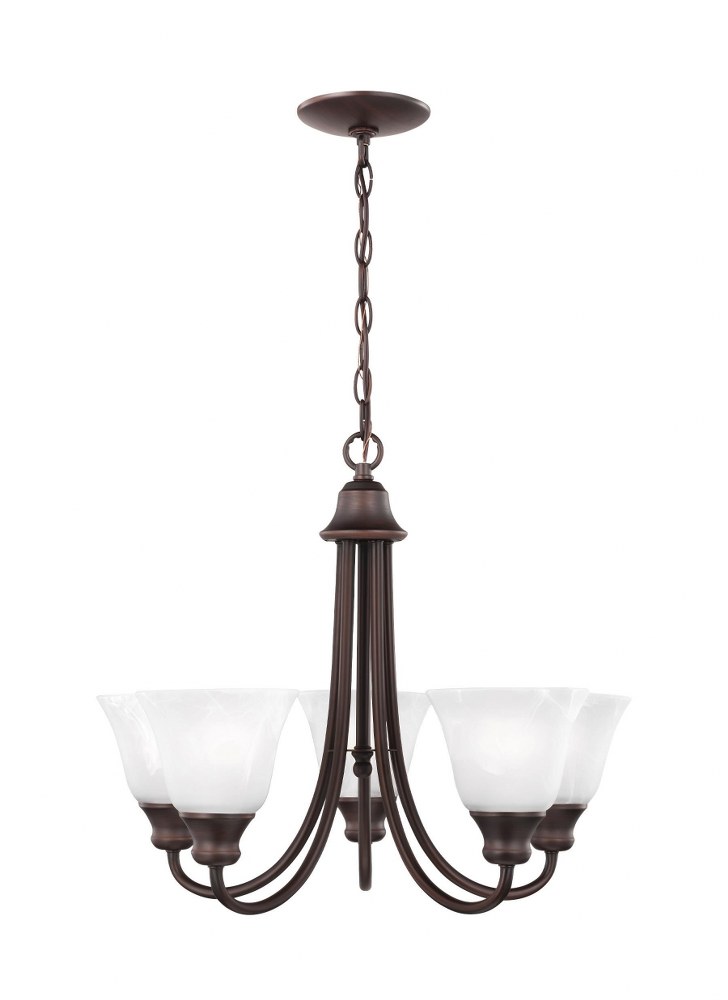 Sea Gull Lighting-35940-710-Windgate - 5 Light Chandelier Incandescent Lamping  Bronze Finish with Alabaster Glass
