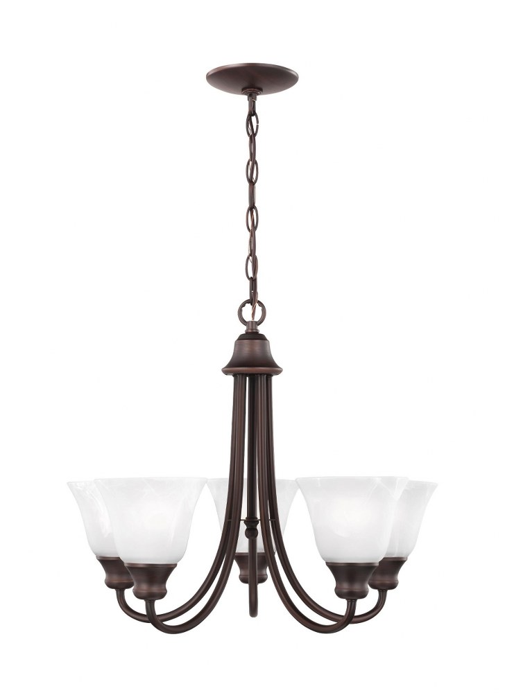 Sea Gull Lighting-35940EN3-710-Windgate - 5 Light Chandelier Bronze LED Bronze Finish with Alabaster Glass