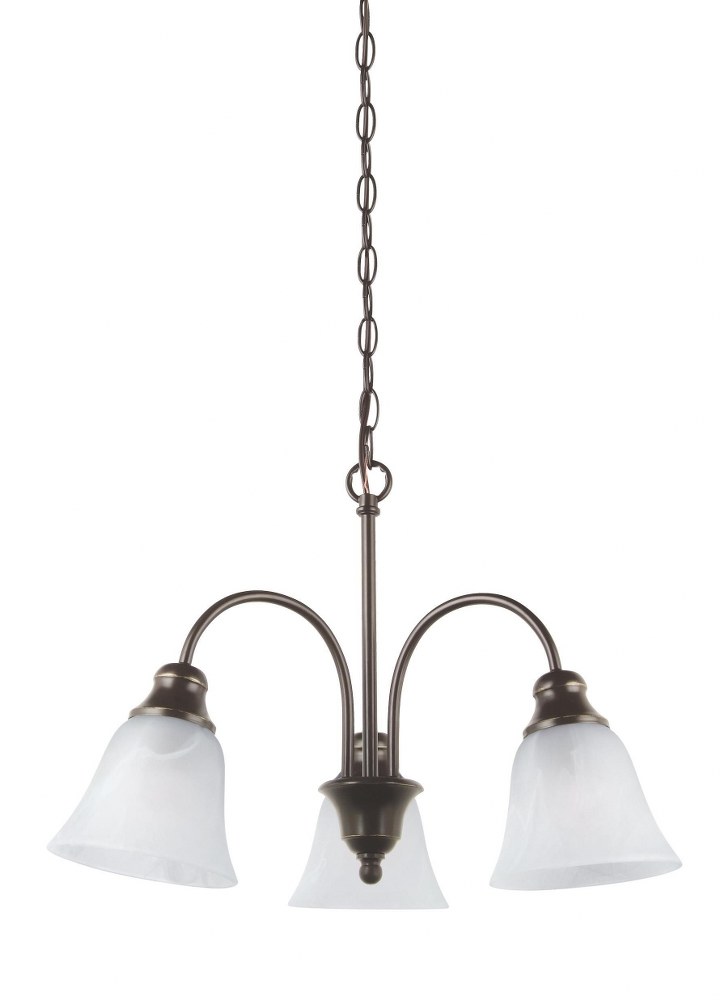 Sea Gull Lighting-35949-782-Windgate - 3 Light Chandelier Heirloom Bronze Incandescent Brushed Nickel Finish with Alabaster Glass