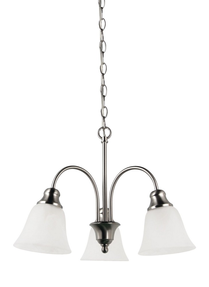 Sea Gull Lighting-35949-962-Windgate - 3 Light Chandelier Brushed Nickel Incandescent Brushed Nickel Finish with Alabaster Glass