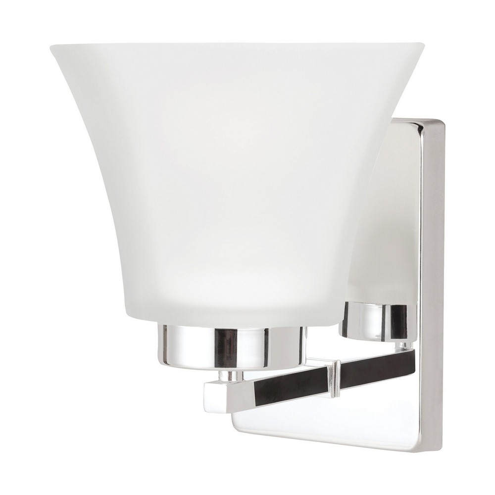 Sea Gull Lighting-4111601-05-Bayfield - One Light Wall/Bath Sconce Incandescent:100 Watt  Chrome Finish with Satin Etched Glass