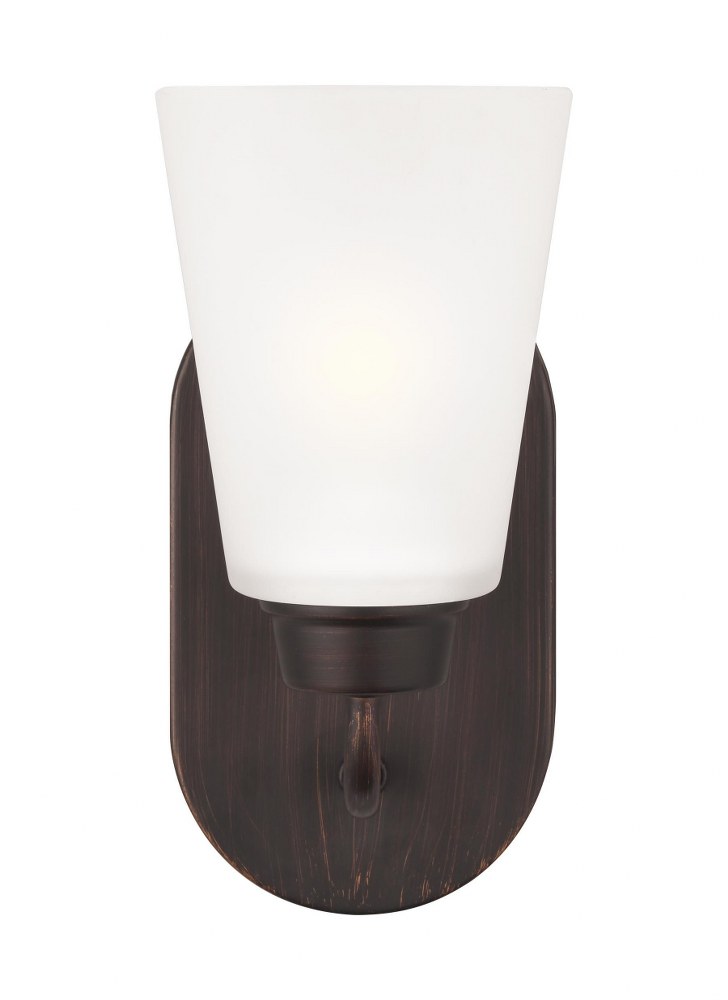 Sea Gull Lighting-4115201EN3-710-Kerrville - 100W One Light Wall Sconce Bronze LED Brushed Nickel Finish with Satin Etched Glass