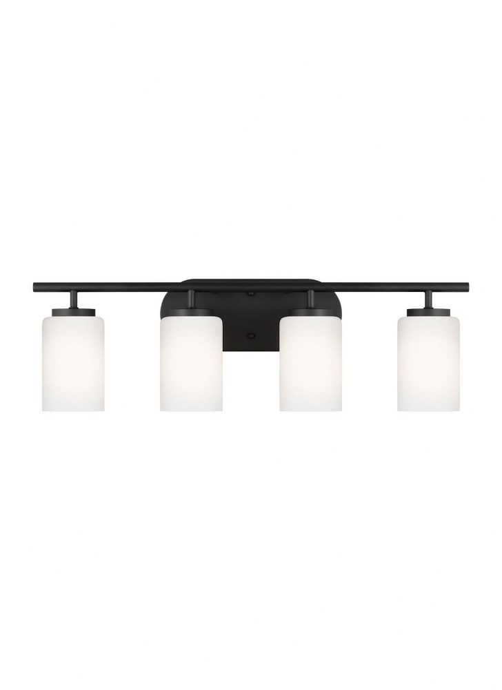 Sea Gull Lighting-41163-112-Oslo - Four Light Wall/Bath Midnight Black Incandescent Midnight Black Finish with Cased Opal Etched Glass