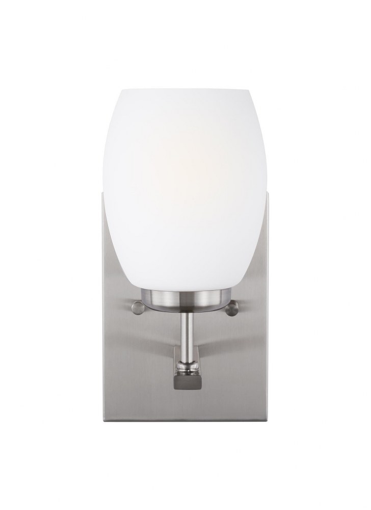 Sea Gull Lighting-4118501-962-Catlin - 1 Light Bath Vanity Brushed Nickel Incandescent Chrome Finish with Etched/White Glass