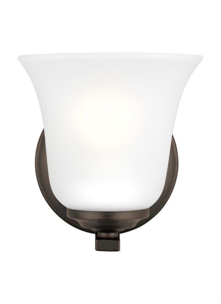 Sea Gull Lighting-4139001-710-Emmons - 1 Light Wall Bath Sconce Incandescent Lamping  Bronze Finish with Satin Etched Glass