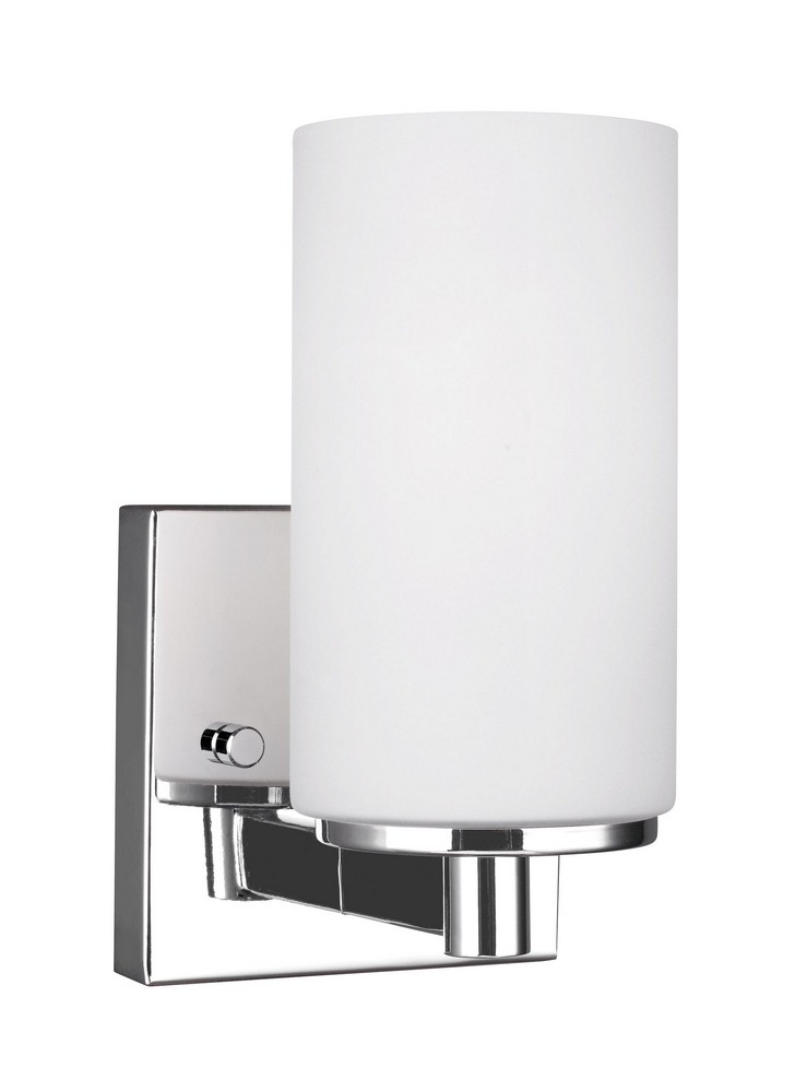 Sea Gull Lighting-4139101-05-Hettinger - 100W One Light Wall Sconce Chrome Incandescent Brushed Nickel Finish with Etched/White Glass