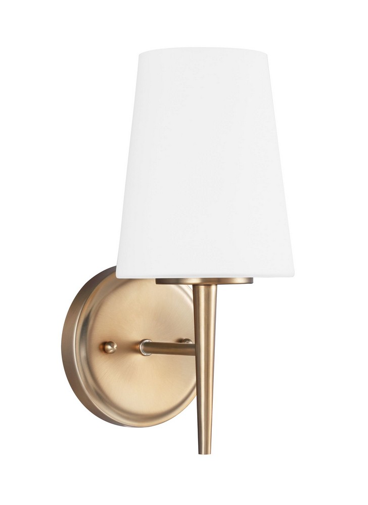 Sea Gull Lighting-4140401-848-Driscoll - One Light Wall Sconce   Satin Brass Finish with Cased Opal Etched Glass