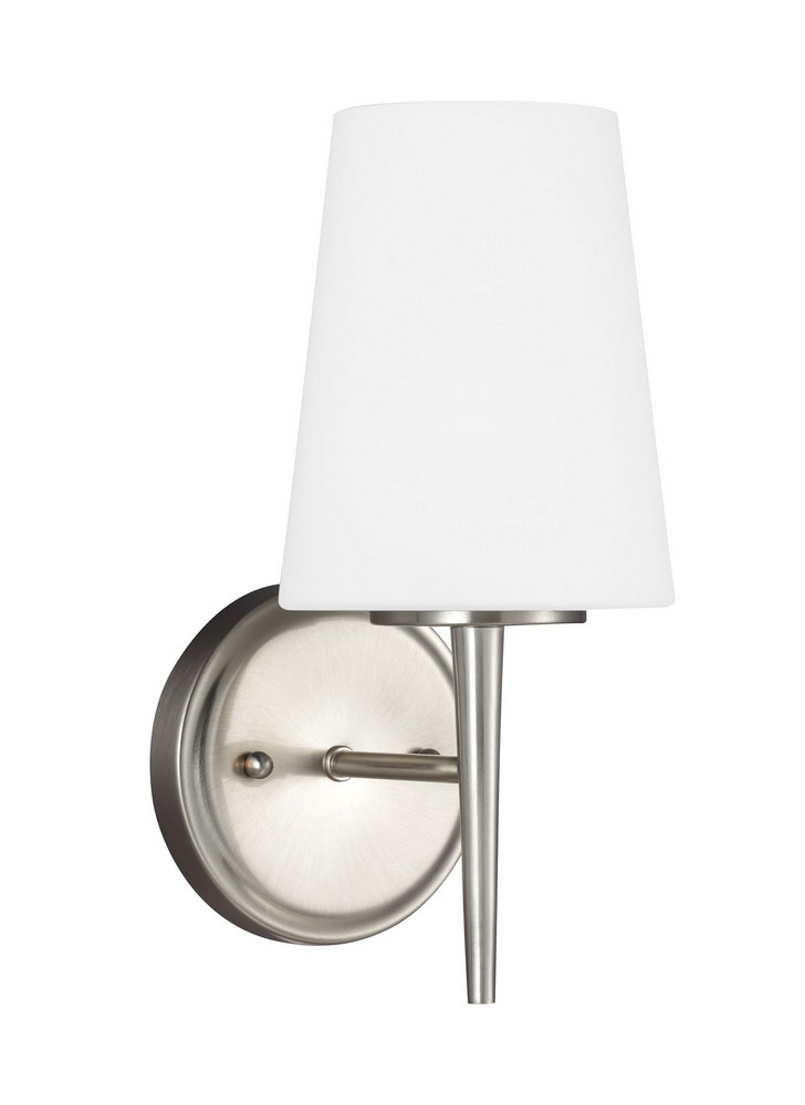 Sea Gull Lighting-4140401-962-Driscoll - One Light Wall/Bath Bar   Brushed Nickel Finish with Etched/White Glass