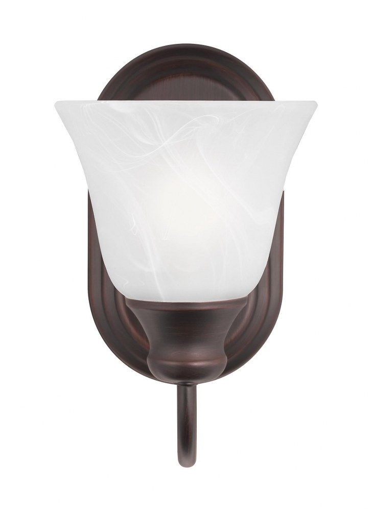 Sea Gull Lighting-41939-710-Windgate - 1 Light Wall Bath Sconce Incandescent Lamping  Bronze Finish with Alabaster Glass