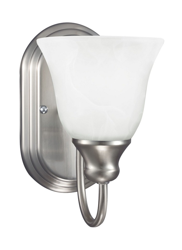 Sea Gull Lighting-41939-962-Windgate - One Light Wall/Bath Bar   Brushed Nickel Finish with Alabaster Glass