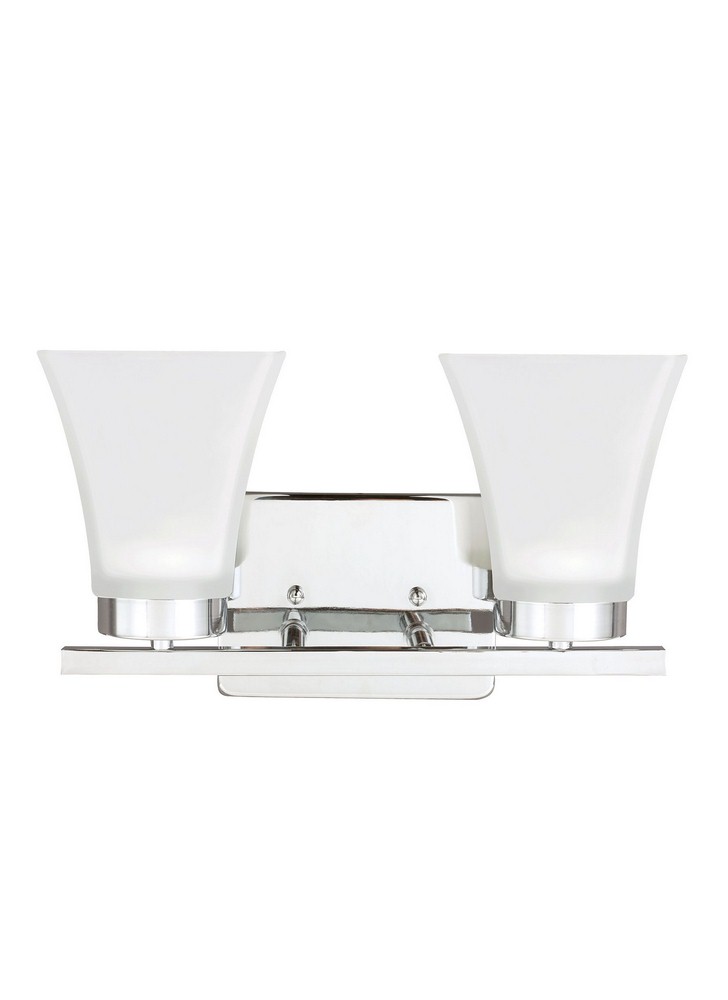 Sea Gull Lighting-4411602-05-Bayfield - Two Light Wall/Bath Sconce Chrome Incandescent Brushed Nickel Finish with Satin Etched Glass