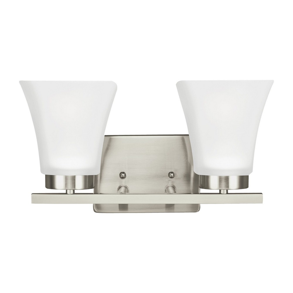 Sea Gull Lighting-4411602-962-Bayfield - Two Light Wall/Bath Sconce Brushed Nickel Incandescent Brushed Nickel Finish with Satin Etched Glass