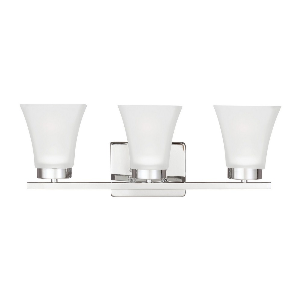 Sea Gull Lighting-4411603-05-Bayfield - Three Light Wall/Bath Sconce Chrome Incandescent Brushed Nickel Finish with Satin Etched Glass