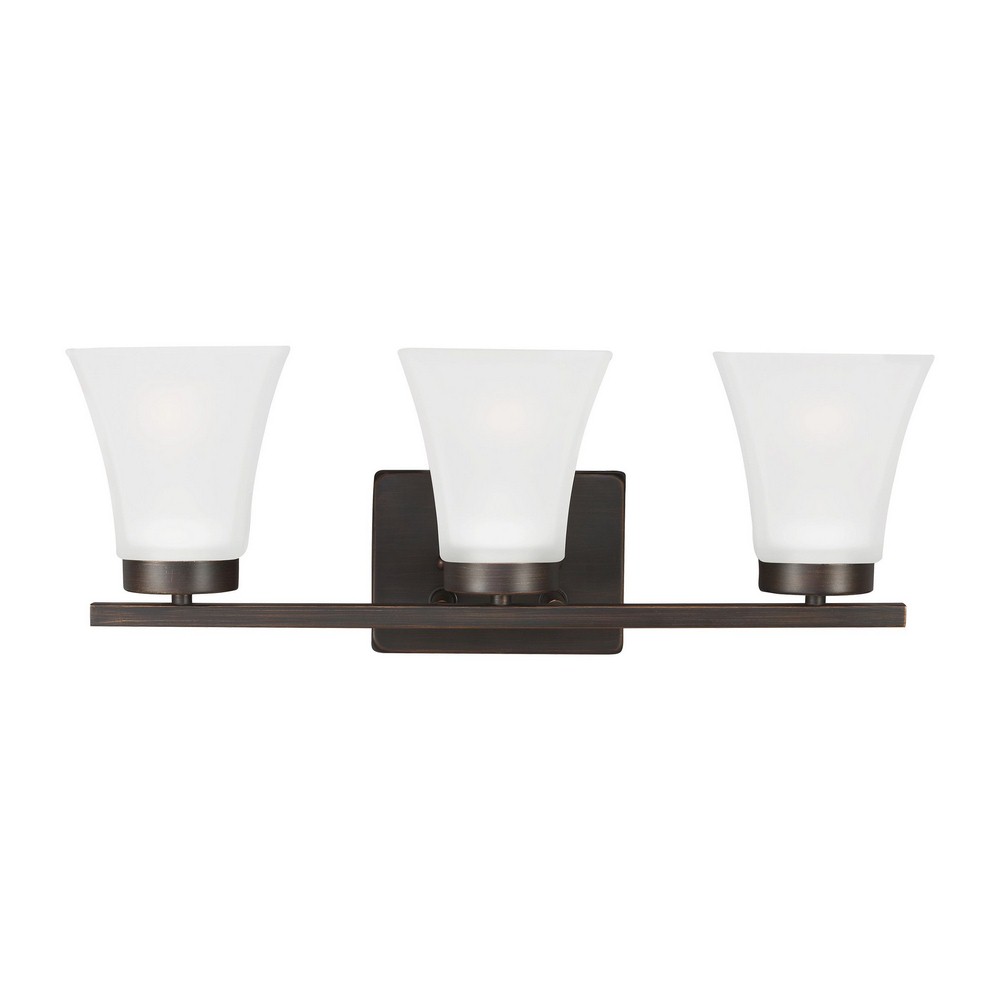 Sea Gull Lighting-4411603-710-Bayfield - Three Light Wall/Bath Sconce Bronze Incandescent Brushed Nickel Finish with Satin Etched Glass