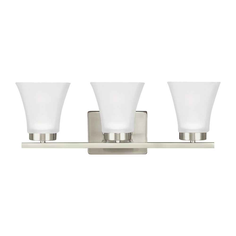 Sea Gull Lighting-4411603-962-Bayfield - Three Light Wall/Bath Sconce Brushed Nickel Incandescent Brushed Nickel Finish with Satin Etched Glass