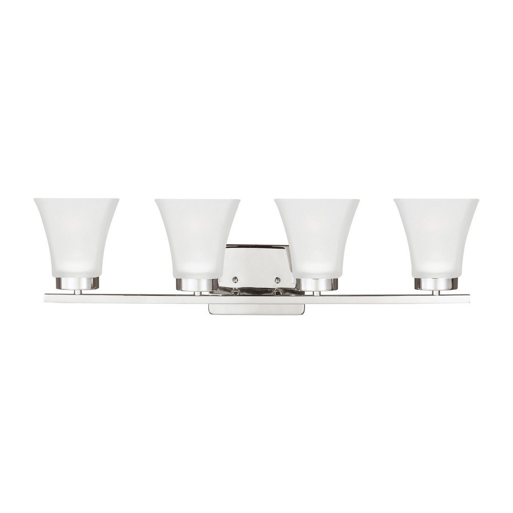 Sea Gull Lighting-4411604-05-Bayfield - Four Light Wall/ Bath Sconce Incandescent:100 Watt  Chrome Finish with Satin Etched Glass