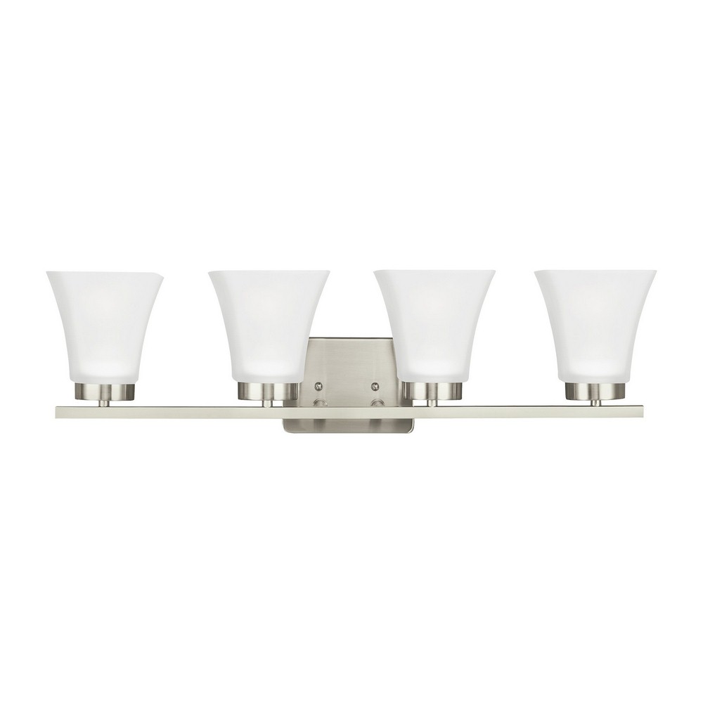 Sea Gull Lighting-4411604-962-Bayfield - Four Light Wall/ Bath Sconce Incandescent:100 Watt  Brushed Nickel Finish with Satin Etched Glass