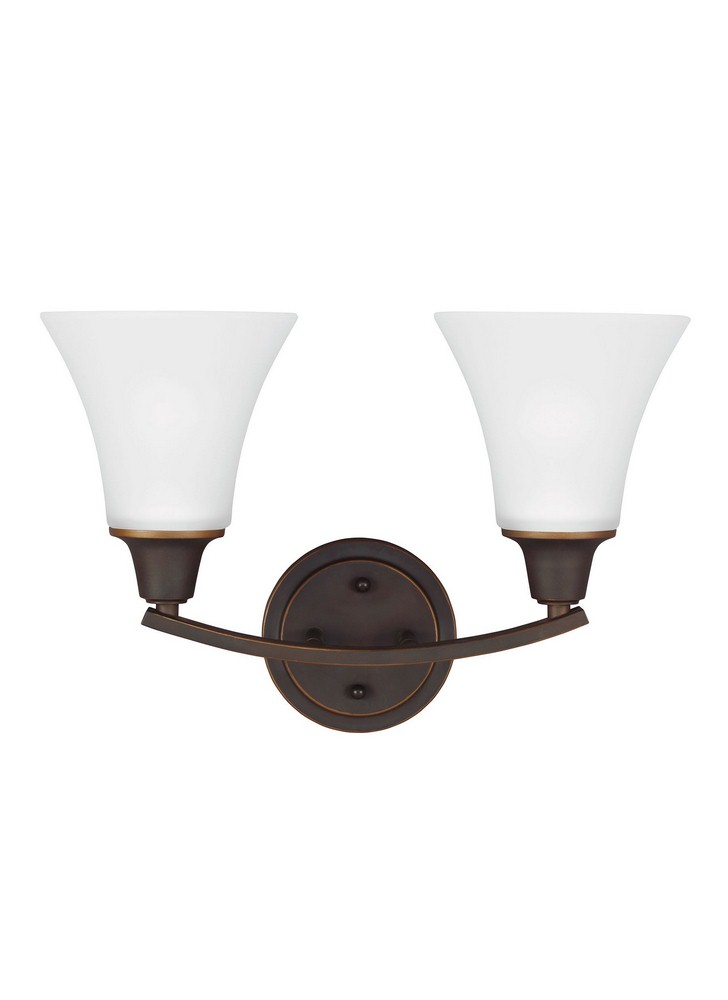 Sea Gull Lighting-4413202-715-Metcalf - Two Light Wall/Bath Sconce Incandescent:100 Watt  Autumn Bronze Finish with Satin Etched Glass