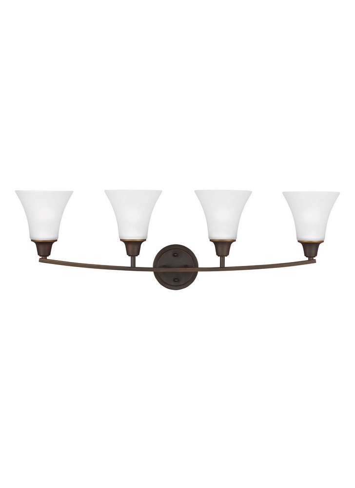 Sea Gull Lighting-4413204-715-Metcalf - Four Light Wall/ Bath Sconce Incandescent:100 Watt  Autumn Bronze Finish with Satin Etched Glass