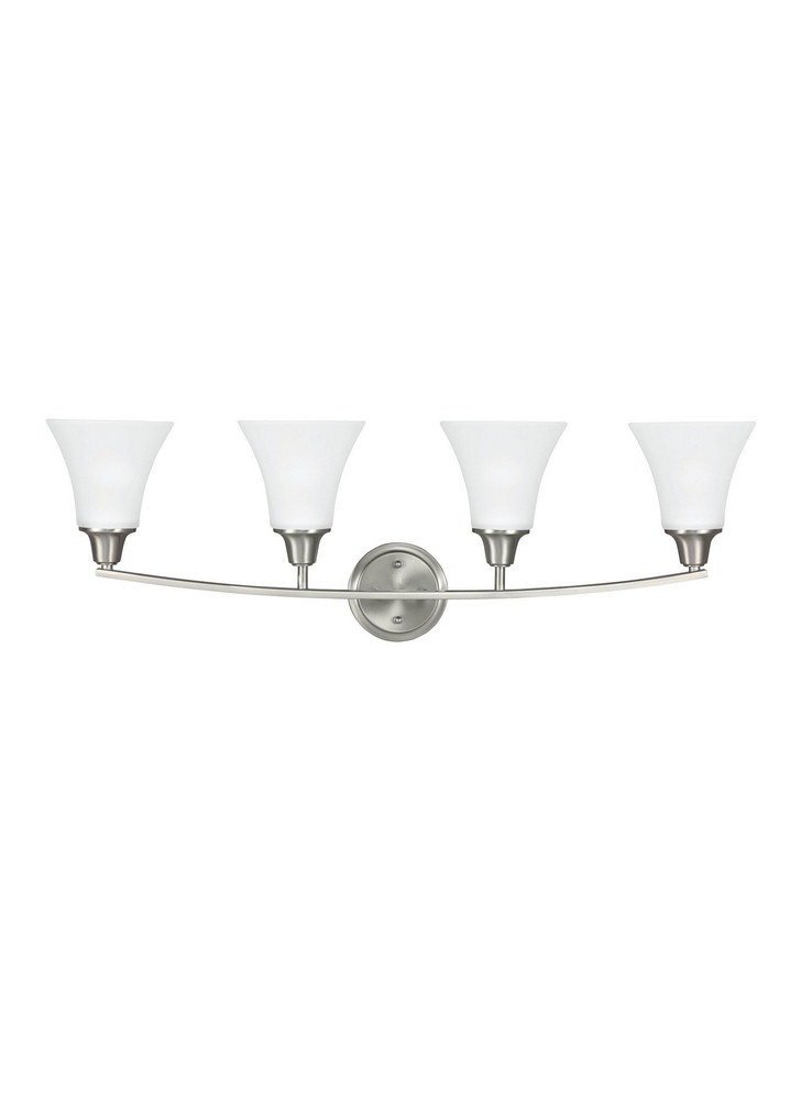 Sea Gull Lighting-4413204-962-Metcalf - Four Light Wall/ Bath Sconce Incandescent:100 Watt  Brushed Nickel Finish with Satin Etched Glass
