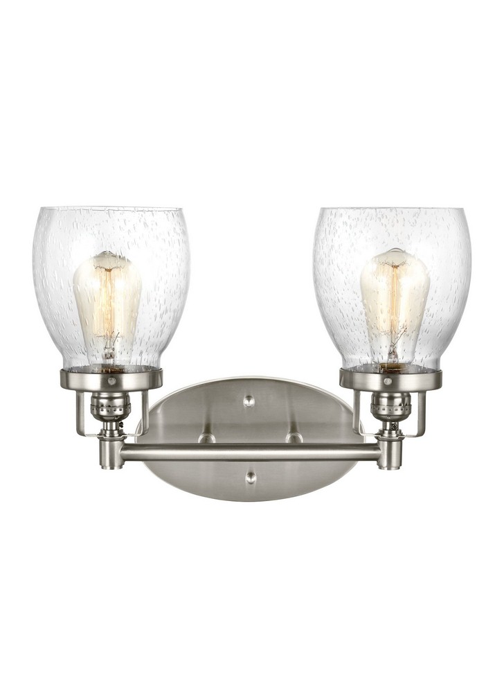 Sea Gull Lighting-4414502-962-Belton - 2 Light Bath Vanity Brushed Nickel Incandescent Bronze Finish with Clear Seeded Glass