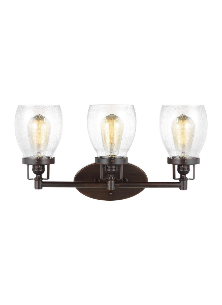 Sea Gull Lighting-4414503-710-Belton - 3 Light Wall Bath Sconce Incandescent Lamping  Bronze Finish with Clear Seeded Glass