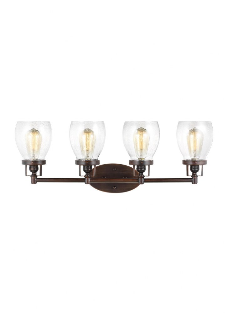 Sea Gull Lighting-4414504-710-Belton - 4 Light Wall Bath Sconce Incandescent Lamping  Bronze Finish with Clear Seeded Glass