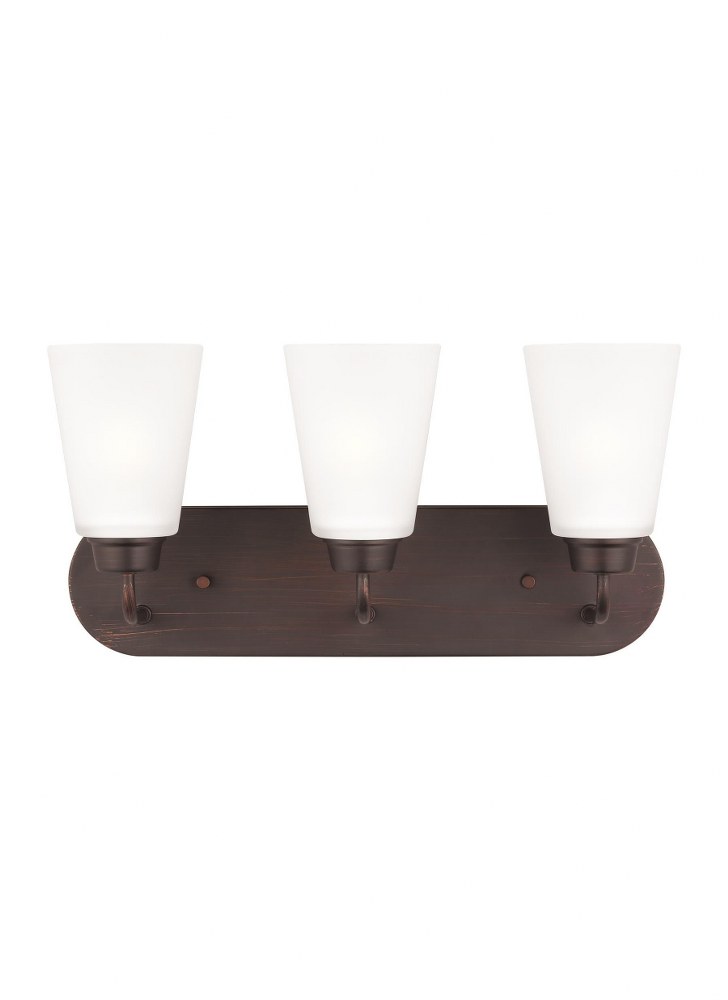 Sea Gull Lighting-4415203-710-Kerrville - 3 Light Wall Bath Sconce Incandescent Lamping  Bronze Finish with Satin Etched Glass