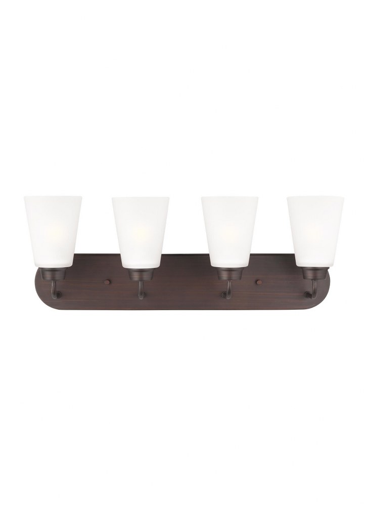 Sea Gull Lighting-4415204-710-Kerrville - 4 Light Wall Bath Sconce Incandescent Lamping  Bronze Finish with Satin Etched Glass