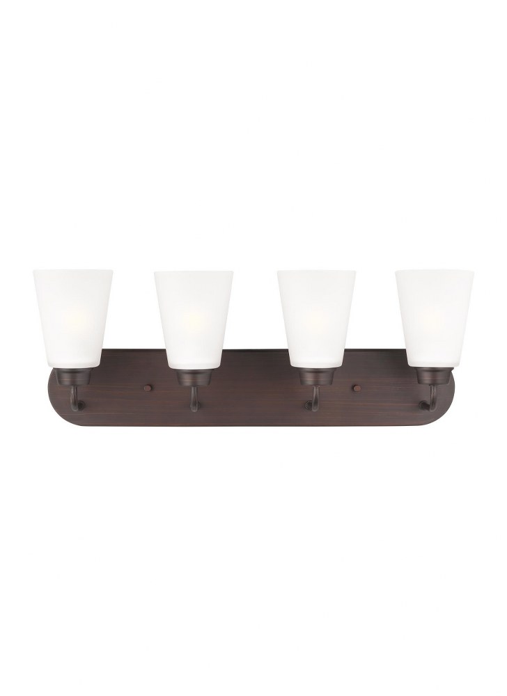 Sea Gull Lighting-4415204-710-Kerrville - 100W Four Light Bath Vanity Bronze Incandescent Brushed Nickel Finish with Satin Etched Glass