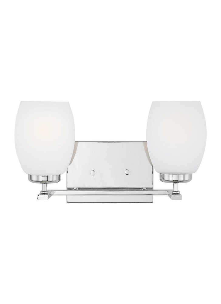 Sea Gull Lighting-4418502-05-Catlin - 2 Light Bath Vanity Chrome Incandescent Chrome Finish with Etched/White Glass